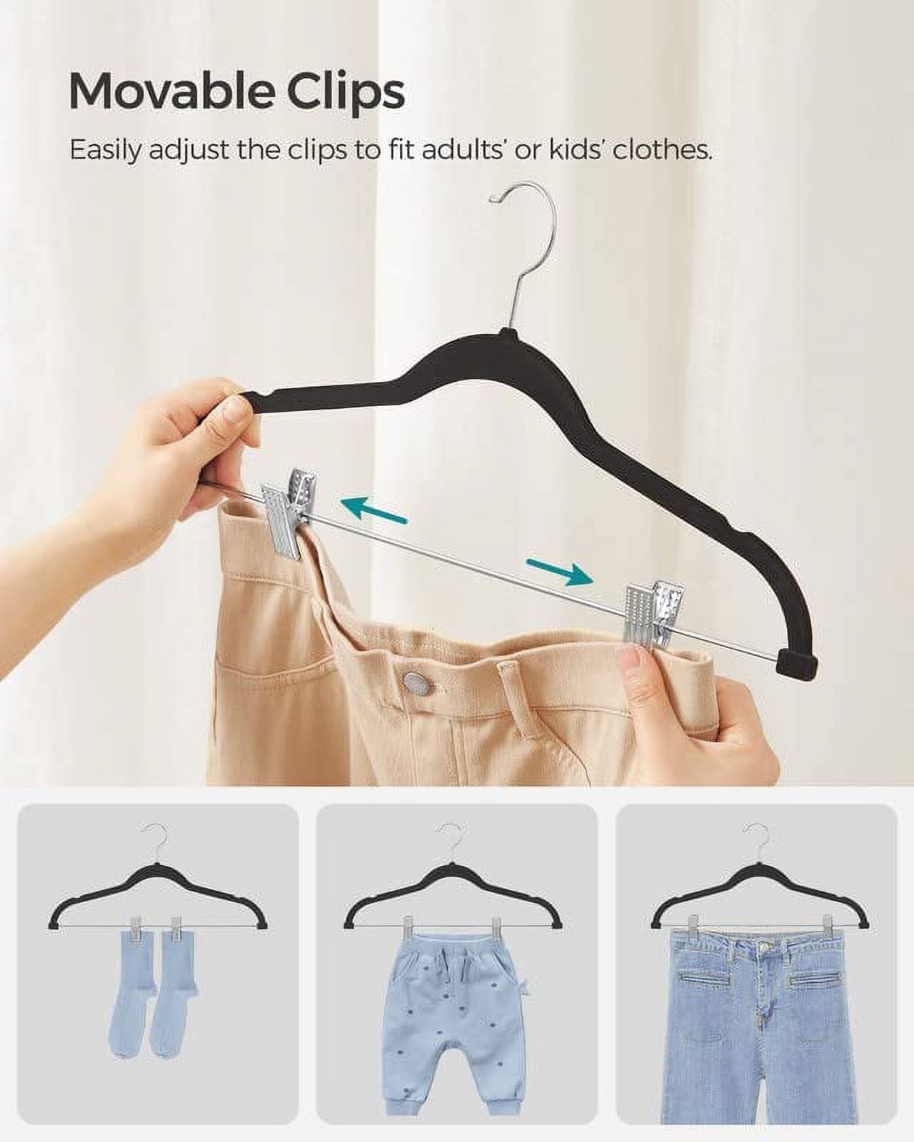 SONGMICS 30-Pack Velvet Skirt Pants Hangers, Black photo 4