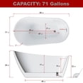 thumbnail image 4 of HESTINYSUS Acrylic Freestanding Bathtub Contemporary Soaking Tub with Brushed Nickel Overflow and Drain,High-Gloss White Finish, cUPC Certified., 4 of 8