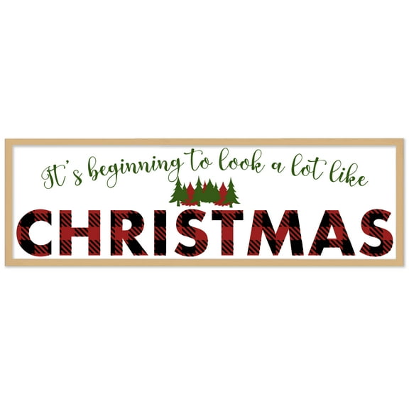 Big It's beginning to look A Lot Like Christmas 9.5" x 28.5" Framed Christmas Wall Decor  Sign