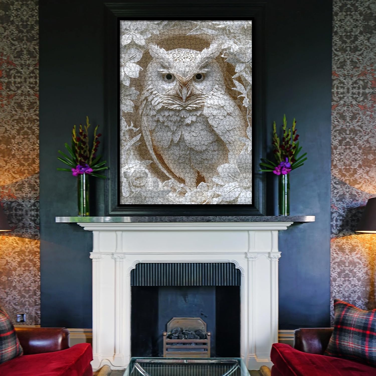 1000-Piece 3D Owl Paper Cut Art Jigsaw Puzzle for Adults - White Jungle Bird Design | Hard Challenging Family Decoration Puzzle!