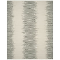 SAFAVIEH Cotton Kilim Otis Overdyed Chevron Cotton Area Rug, Dark Green/Ivory, 8' x 10'