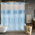 thumbnail image 3 of Light Blue Ombre Striped No Hook Shower Curtain with Snap in Liner Modern Abstract Art Waterproof Bathroom Shower Curtain with See Through Top Window for Bathtub 72" x 72", 3 of 9