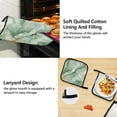 thumbnail image 4 of 5 Pcs Kitchen Set Heat Resistant Oven Mitts and Non-Slip Pot Holders with Adjustable Cooking Apron Soft Green Marble, 4 of 6