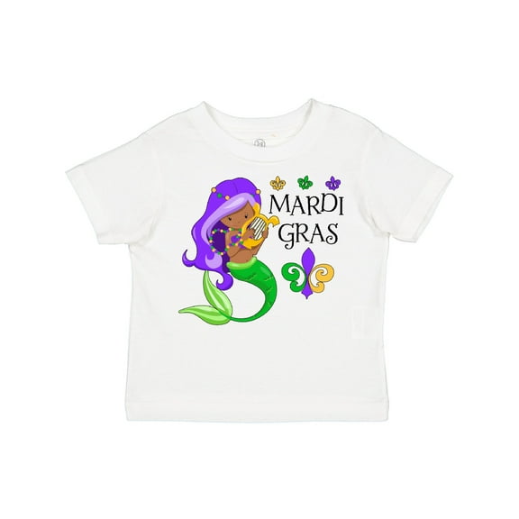 Inktastic Mardi Gras Mermaid with Harp and Beads Boys or Girls Toddler T-Shirt