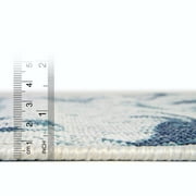 Unique Loom Outdoor Coastal Collection Area Rug - Marmaris (5' 3 x 8' Rectangle Ivory/Navy Blue)