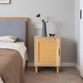 thumbnail image 1 of 2pcs FCH 40*30*55cm Particleboard Rattan Single Door Bedside Cabinet Burlywood, 1 of 8