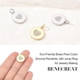 thumbnail image 3 of 4pcs 2 colors Eco-Friendly Brass Micro Pave Cubic Zirconia Pendants with Jump Ring Long-Lasting Plated Flat Rounnd with Heart Pattren Mixed color 15.7x13.7x1.7mm 2pcs/color, 3 of 6