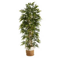 Nearly Natural 75" Bamboo Artificial Tree in Handmade Natural Jute and Cotton Planter