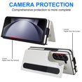 thumbnail image 3 of ELEHOLD Rugged Stand Wallet Case for Samsung Galaxy Z Fold5,with Card Holders Magnetic Button Kickstand Function Pen Slot + Stylus Pen Premium Leather Case for Galaxy Z Fold5 2023,White, 3 of 10
