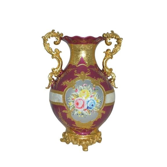 decoration Vase Gold and Pink - Size: 12"L x 9"W x 17"H.