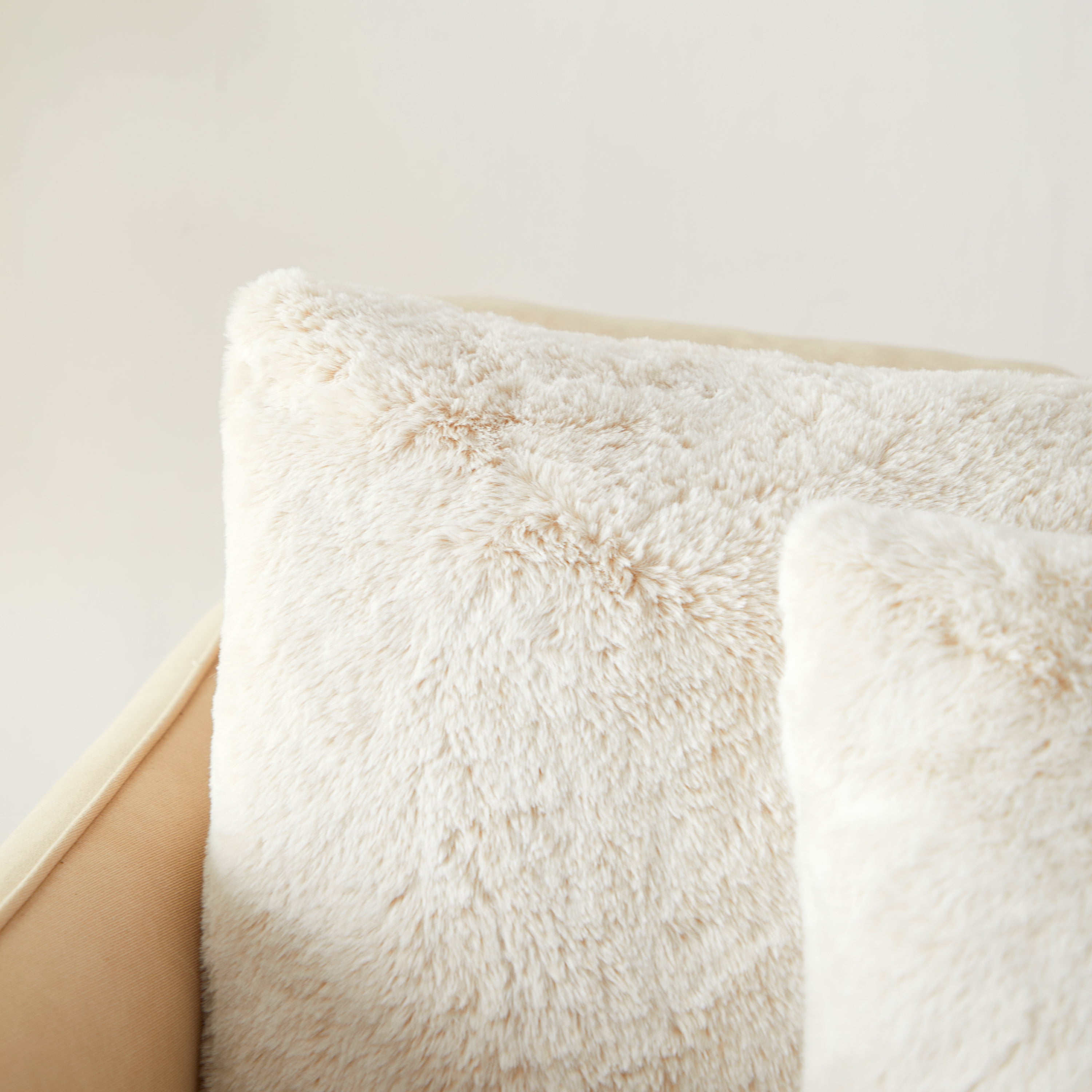 Better Homes & Garden 2pk Faux Tip Dyed Fur Decorative Pillows,  20" x 20" Beige