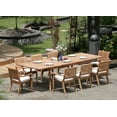 thumbnail image 4 of Teak Dining Set:8 Seater 9 Pc - Large 117" Rectangle Table and 8 Stacking Arbor Arm Chairs Outdoor Patio Grade-A Teak Wood WholesaleTeak #WMDSABf, 4 of 4