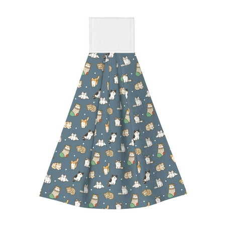 

Horeoi Cute Cats And Dogs Print Coral Fleece Microfiber Hanging Hand Towel Absorbent Hand Towel Quick Dry Thicken Cleaning Cloths Wipes Rags for Kitchen & Bathroom