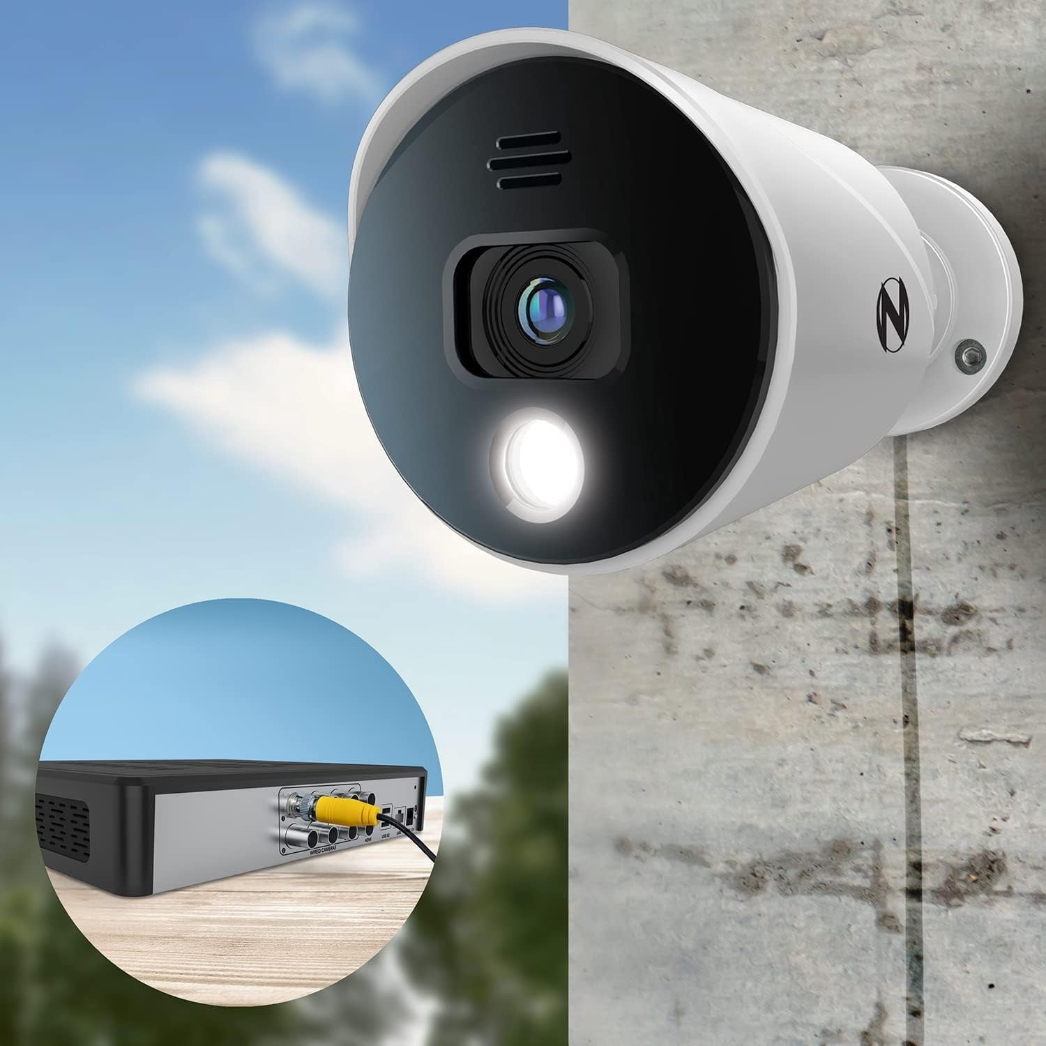 Night Owl Smart Detection Technology 4K UHD 4 CH Bullet Surveillance Camera, White & Black, 4 (Count)