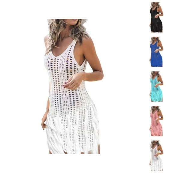 Swim Suit Cover Up Plus Size Swimsuit Cover Up Plus Size Swimwear Cover Ups for Women Hollow Out Crochet Beach Dress Stylish Bathing Suit Bikini Coverup Comfortable Summer Attire for Relaxation
