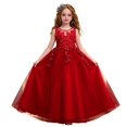 thumbnail image 2 of Angala Formal Princess Dress For Girls Sleeveless Crew Neck Solid Color Girls Performance Dresses, 2 of 9