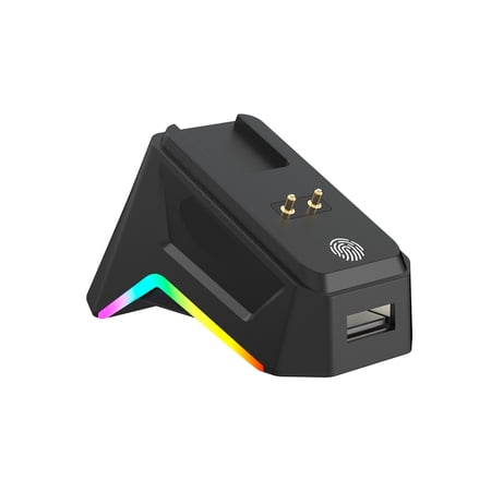 Xirurus T90PRO 3-Mode Wireless Gaming Mouse with Magnetic Charging Dock, 12000 DPI Optical Sensor, RGB Backlight, 7 Programmable Buttons, Bluetooth & 2.4G, Black (4.88 inches / 12.4 cm)