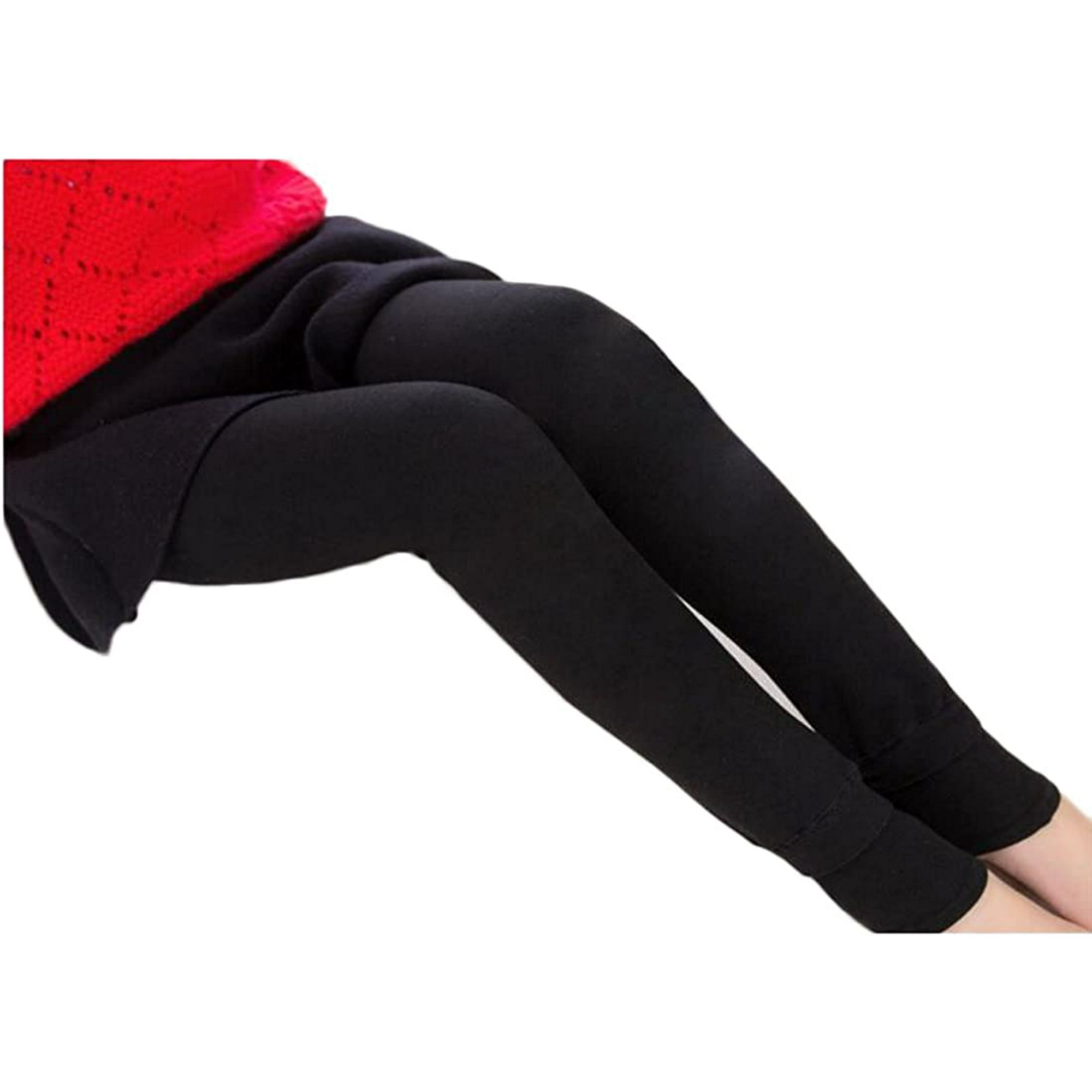 Resin Girls Leggings Pants Winter Girls Leggings Thick Warm Fleece Lined Thermal Stretchy Fleece Lined Elastic Pants Black M For Height 43 51