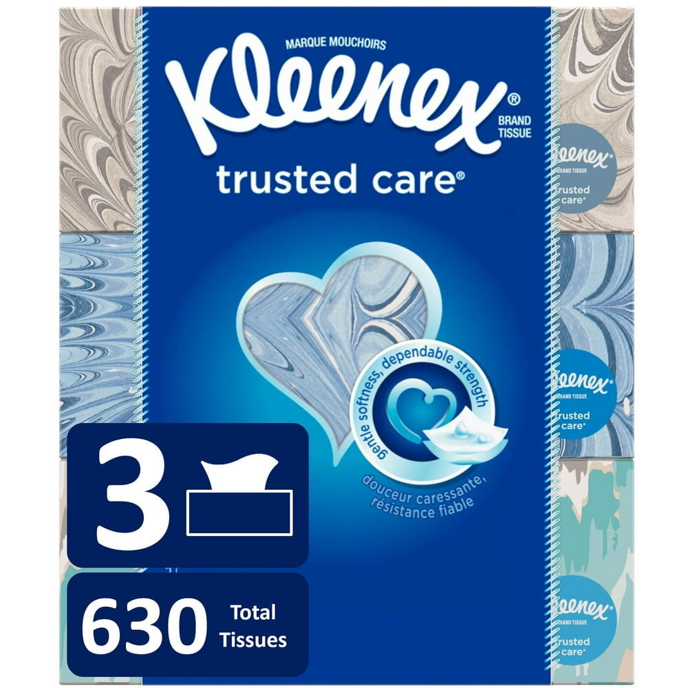 Kleenex Everyday Facial Tissues, 3 Flat Boxes (210 Total Tissues ...