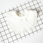 Cotton Newborn Lace Bow Baby Bibs Girls Boys Burp Cloth Infant Bibs Baberos Infant Saliva Towels Toddler Baby Scarf White round bib