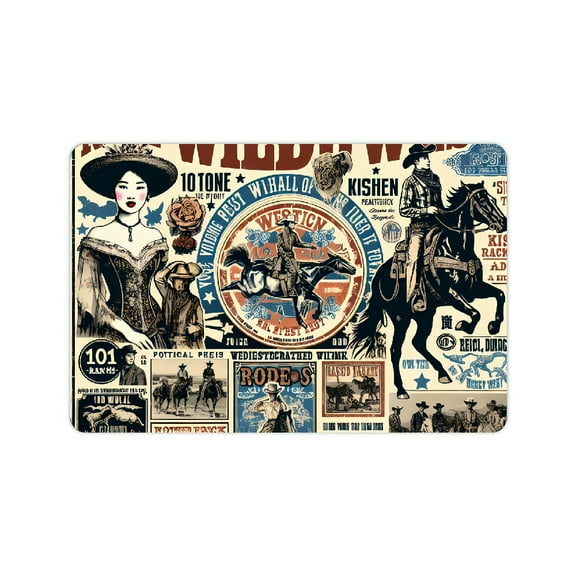 Creowell Cowboys Wild West Americana Quick Dry Bath Rug Mat 24x16in