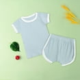 thumbnail image 2 of XXWXYD Unisex Toddler Boys And Girls Ribbed Cotton 2PC Set, Short Sleeve Tee & Elastic Shorts - Stretchy Baby Summer 𝐄ssentials for 12-24M, 2 of 9