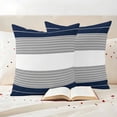 thumbnail image 3 of Navy Blue Grey Stripe Outdoor Waterproof Pillow Covers, Modern Art Horizontal Striped Decorative Square Throw Pillowcase Sofa Cushion Sham for Patio/Couch/Chair, 18"x18" 2 Pack, 3 of 8