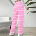 thumbnail image 4 of Winter Pants for Women Fleece Lined Thermal Wide Leg Sweatpants with Pockets Gradient Striped Pull-On Trousers (2XL, Pink A|Striped), 4 of 7