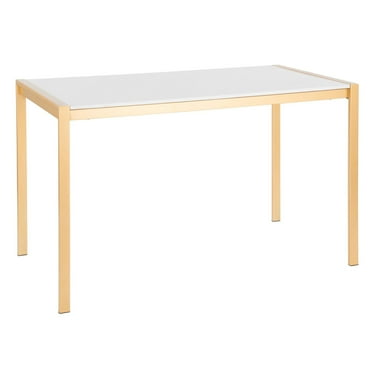 GeeHome Fuji Modern/Glam Dining Table in Gold Metal with White Marble Top by Lumisource