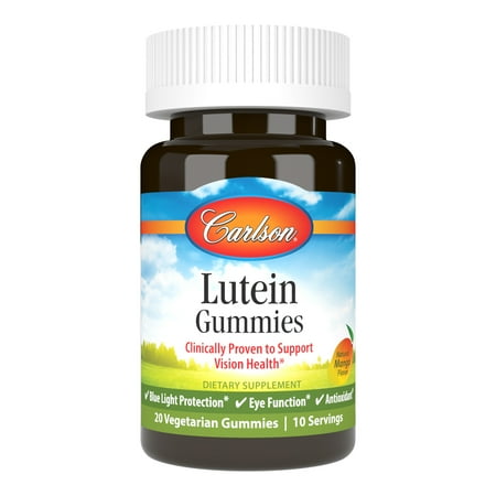 Carlson - Lutein Gummies, Blue Light Protection, Vision Health, Mango Flavor, 20 Vegetarian Gummies