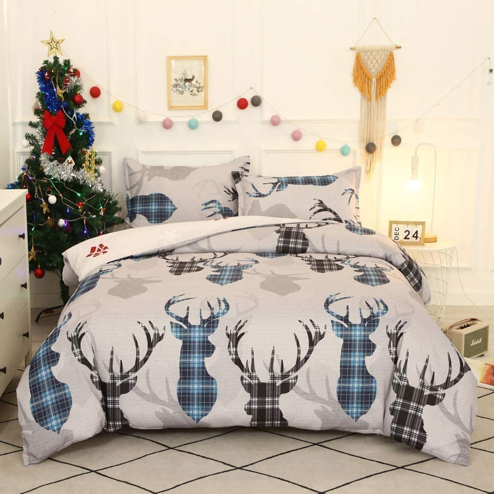 Xmas Soft Fleece Jacquard Duvet Quilt Cover Bedding Set & Pillowcase Christmas 