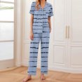 thumbnail image 2 of Kaemgyyd Women Pajama Sets Two Piece Nightwear Soft Short Sleeve Sleepwear Button down Tops with Long Pants Pj Lounge Sets, 2 of 5