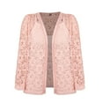 thumbnail image 5 of Breezora Ladies V Neck Three Quarter Sleeve Lace Trim Knit Cardigan Lightweight Layering Piece XL Size Pink, 5 of 5