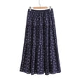 thumbnail image 5 of Levmjia Womens Midi Skirt Bohemian Printed Elastic Waist Pleated Flowy Skirt Soft Breathable Casual Bottoms For Beach Daily Dating Vacation Spring Summer Wear, 5 of 5