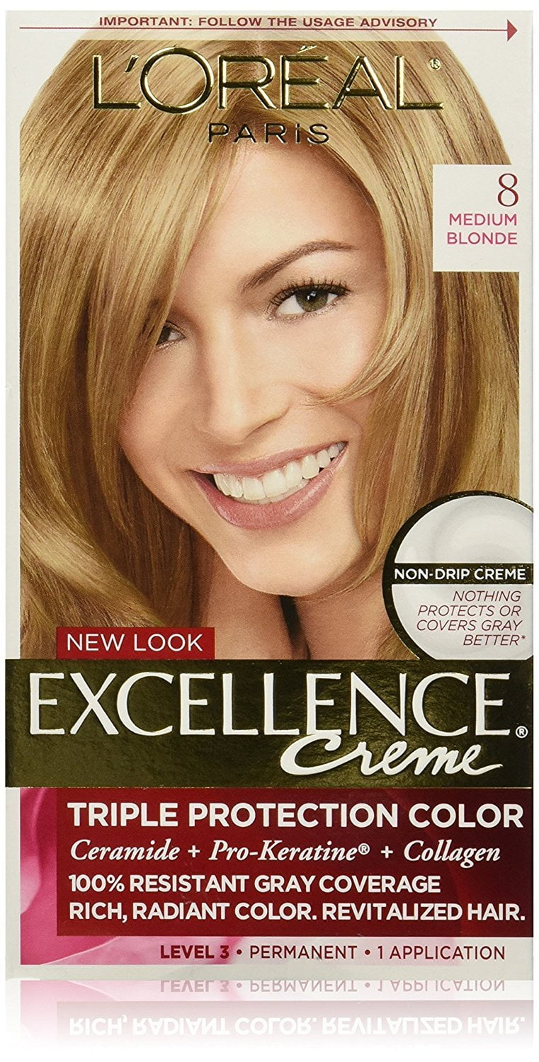 L'Oreal Paris Excellence Creme Permanent Triple Protection Hair Color 8  Medium Blonde 