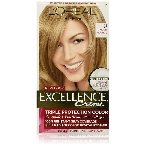 L'Oreal Paris Excellence Creme Permanent Triple Protection Hair Color 8 Medium Blonde