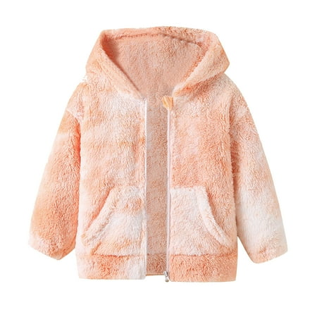 

Hooded Jackets For Boys and Girls Tie Dye Gradient Printed Long Sleeve Children Comfortable Thick Autumn And Winter Clothes Coral Hooded Velvet Dailywear Streetwear Soft Cozy Coat