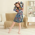 thumbnail image 3 of FORMRS Niños Bathrobe Unisex Hooded Robe Soft Plush Pajamas Sleepwear, Size 10-12T, Art Flowers, 3 of 7