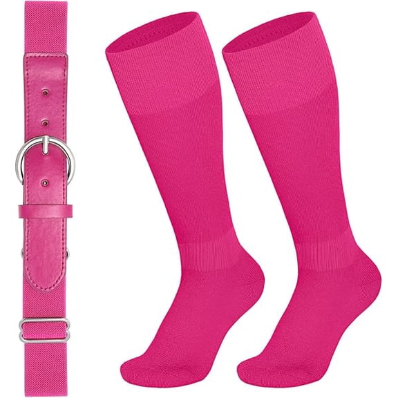 EryueerBaseball Belt and Socks Combo for Youth Boys Girls Softball Socks and Elastic Belt for Adult