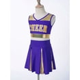 thumbnail image 4 of Choomomo Kids Girls Cheer leader Costume Cheerleading Uniform Outfit Shell Tank Top with Pleated Skirt Set Violet&Balls 12, 4 of 7
