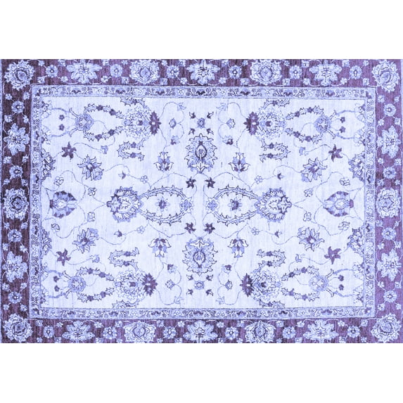 Ahgly Company Machine Washable Indoor Rectangle Oriental Blue Traditional Area Rugs, 7' x 10'