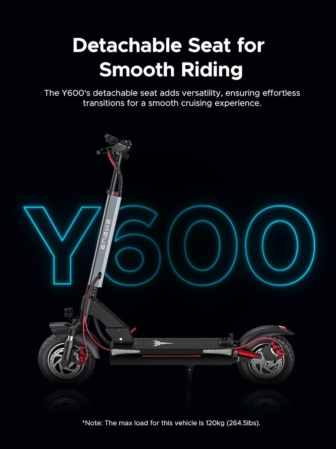 Engwe Y600 Foldable Electric Scooter for Adults,UL 2849 48V 18AH 700W Motor 28MPH E-Scooter,Black