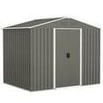 thumbnail image 1 of Outsunny 8'x6' Metal Outdoor Storage Shed w/ Sliding Doors Light Grey, 1 of 10