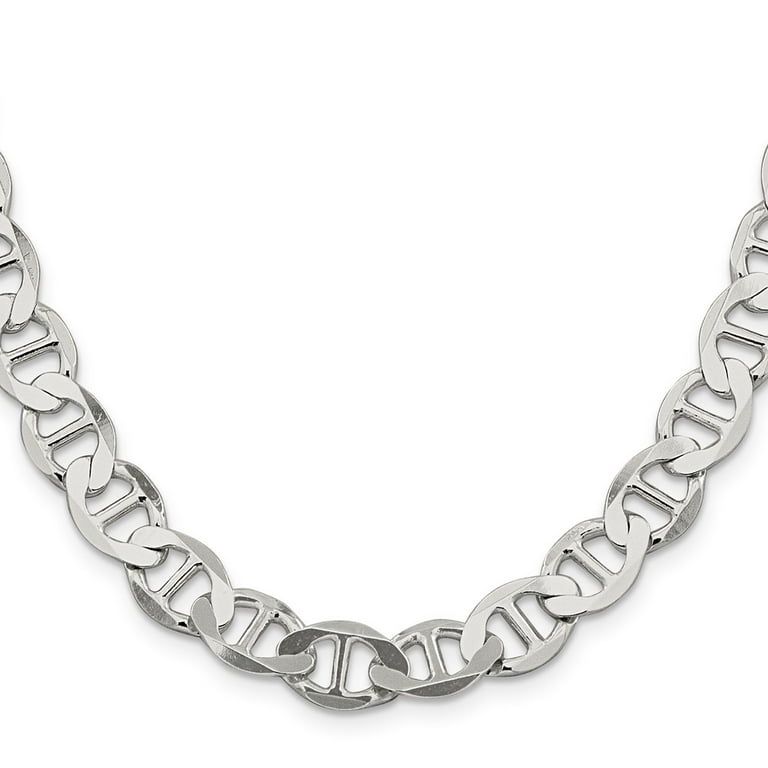 925 Sterling Silver Anchor Chain Styles Necklace 9.95 mm Flat 22