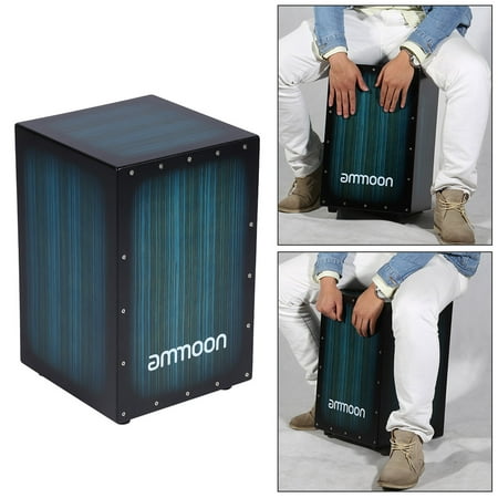 ammoon Wooden Box Drum Cajon Hand Drum Persussion Instrument Wood with Stings Rubber Feet 30 * 31 *