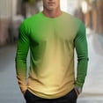 thumbnail image 2 of Dagegui Mens Crew Neck Long Sleeve Shirts Gradient Color Tee Big and Tall Fall Tops Casual Loose Fit T-Shirts Green S, 2 of 5