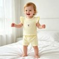 thumbnail image 2 of enyan Summer Clothes for Toddler Baby Girls 3 6 12 18 Months 2T 3T 4T 5T Girls Outfits Cute Dinosaur Tank Tops+Shorts Outfits Lightweight Elastic Cotton Short Sets(Yellow,12-18 Months), 2 of 7