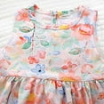 thumbnail image 4 of Luxalzxs Toddler Girls Casual Dress Summer Sleeveless Crew Neck Sundress Cotton Colorful Floral Print Smocked Dress Little Girl Beach Party Dress, 4 of 5