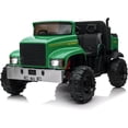thumbnail image 2 of Green 24V Battery-Powered Electric Vehicle Truck for Kids with Remote Control - 2 Seater Ride-On Car with LED Lights, Music, Horn, High/Low Speed Options, 2 of 8