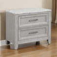 thumbnail image 6 of Benjara Ion 30" Nightstand- 2 Drawers- White Marble Top- Farmhouse Gray Wood, 6 of 6